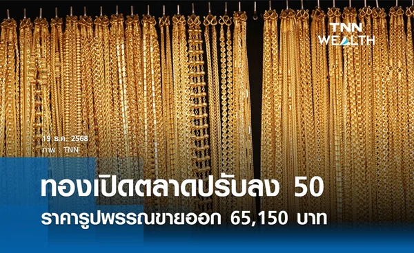 ราคาทองคำวันนี้ 19 ธ.ค. 2568 เปิดตลาดปรับลง 50  รูปพรรณขายออก 65,150 บาท