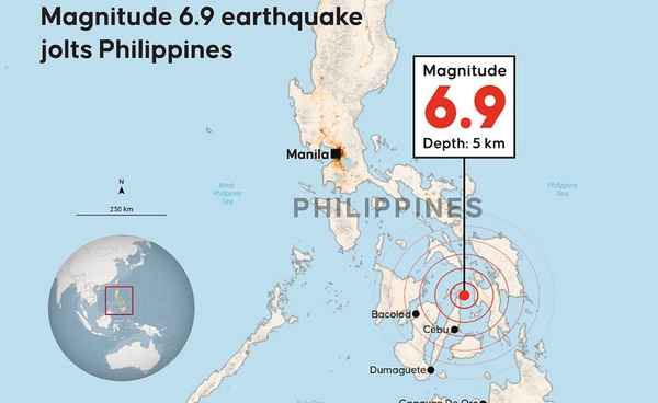 แผ่นดินไหว 6.9 เขย่าฟิลิปปินส์ เสียชีวิตแล้วอย่างน้อย 22 ราย