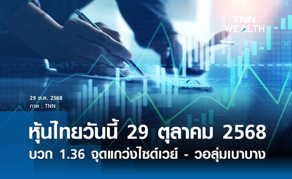 หุ้นไทยวันนี้ 29 ตุลาคม 2568 ปิดบวก 1.36 จุด แกว่งไซด์เวย์ - วอลุ่มเบาบาง