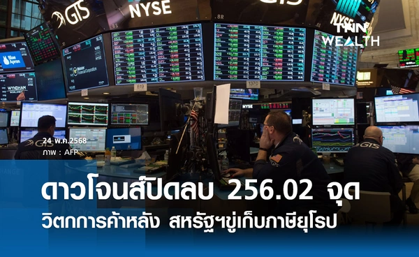 หุ้นดาวโจนส์วันนี้ 24 พฤษภาคม 2568 ปิดลบ 256.02 จุด สหรัฐฯขู่เก็บภาษียุโรปสูง 50%