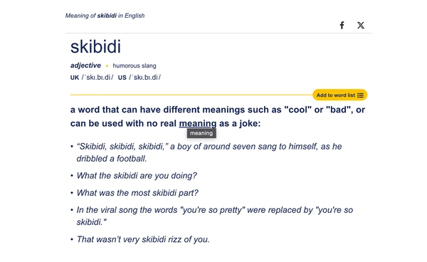 "Skibidi" และ "Tradwife" เข้าสู่คลังคำศัพท์ยุคใหม่ในพจนานุกรม Cambridge สะท้อนวิถีชีวิตยุคดิจิทัล