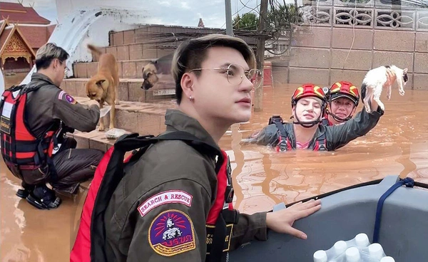 ทุกชีวิตมีค่า! บูม เทยกะทะ ลุยฝ่า น้ำท่วมน่าน ช่วยสัตว์เลี้ยงประสบภัย