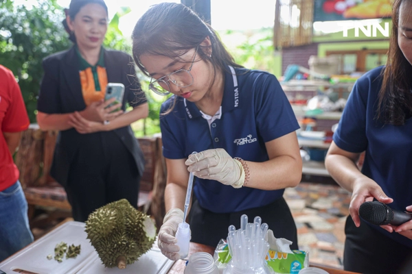 รูป-นาโนเทค นำต้นแบบ "N-sense" ลงพื้นที่จังหวัดระยอง ทดสอบวิเคราะห์ BY2 ใน ทุเรียน-15
