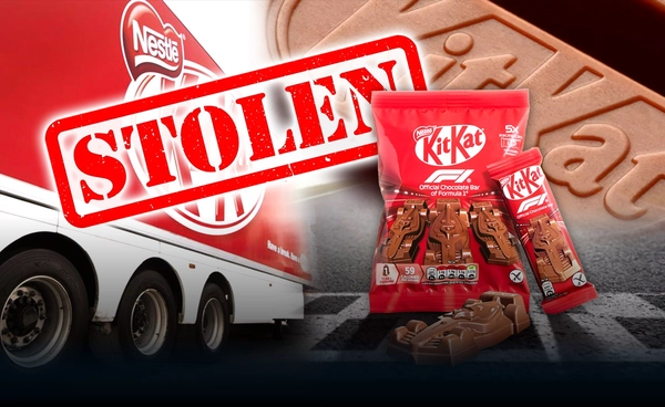 "KitKat" ถูกปล้นช็อกโกแลต คอลพิเศษ Formula 1 หาย 12 ตัน