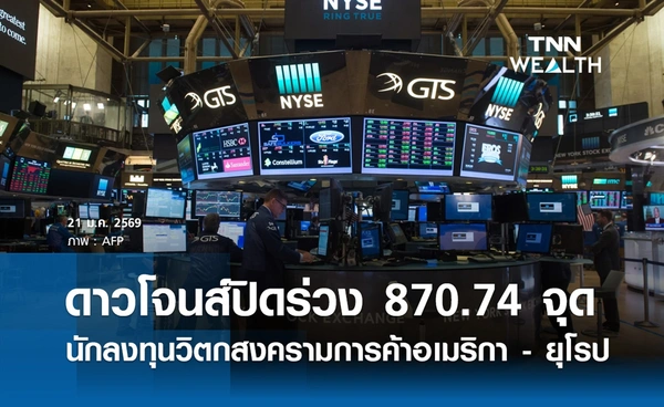 หุ้นดาวโจนส์วันนี้ 21 มกราคม 2569 ปิดร่วง 870.74 จุด เซ่นพิษสงครามการค้าอเมริกา-ยุโรป