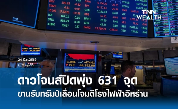 หุ้นดาวโจนส์วันนี้ 24 มีนาคม 2569 ปิดบวก 631 จุด ทรัมป์เลื่อนโจมตีโรงไฟฟ้าอิหร่าน