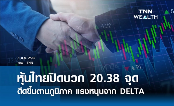 หุ้นไทยวันนี้ 5 มกราคม 2569 ปิดบวก 20.38 จุด ดีดขึ้นตามภูมิภาค แรงหนุนจาก DELTA