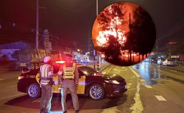 ตำรวจทางหลวงสุรินทร์ ปิดเส้นทางเหตุคลังแสงระเบิด