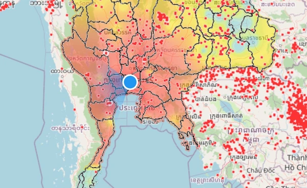 GISTDA รายงานค่าฝุ่น PM2.5 ทั่วประเทศ พบ 44 จังหวัด เริ่มกระทบสุขภาพ