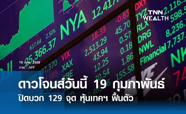หุ้นดาวโจนส์วันนี้ 19 กุมภาพันธ์ 2569 ปิดบวก 129 จุด หุ้นเทคฯ ฟื้นตัว
