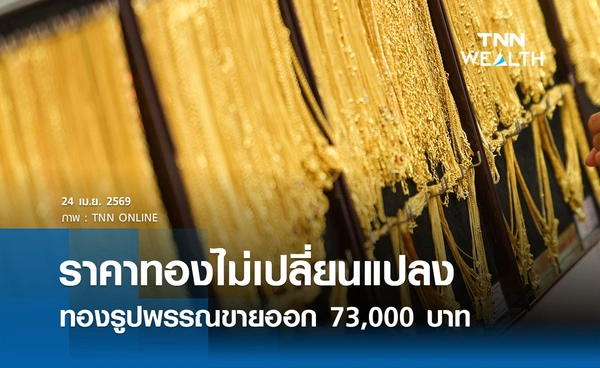 ราคาทองคำวันนี้ 24 เม.ย. 2569 เปิดตลาดไม่เปลี่ยนแปลง รูปพรรณขายออก 73,000 บาท