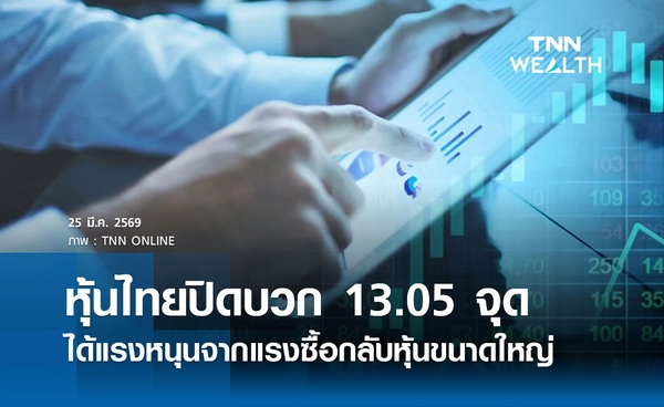 หุ้นไทยวันนี้ 25 มีนาคม 2569 ปิดเพิ่มขึ้น 13.05 จุด ได้แรงหนุนจากแรงซื้อกลับหุ้นขนาดใหญ่