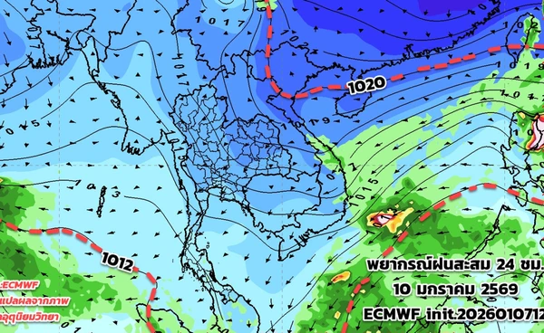 ภาคใต้ฝนลดลงแต่คลื่นลมแรง เตือนไทยตอนบนระวังฝุ่นสะสม