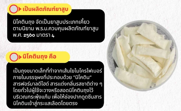 กรมควบคุมโรค เตือนร้านค้า ห้ามโชว์-แจก-โฆษณา "นิโคตินถุง - SNUS" ผิดกฎหมาย