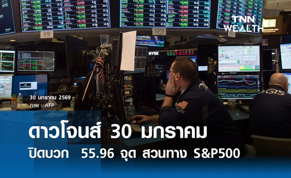 หุ้นวันนี้ดาวโจนส์ 30 มกราคม 2569 ปิดบวก  55.96 จุด สวนทาง S&P500 - Nasdaq