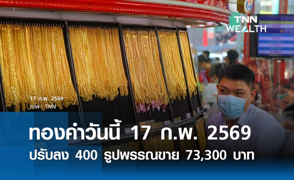 ราคาทองคำวันนี้ 17 ก.พ. 2569 ปรับลง 400 รูปพรรณขายออก 73,300 บาท