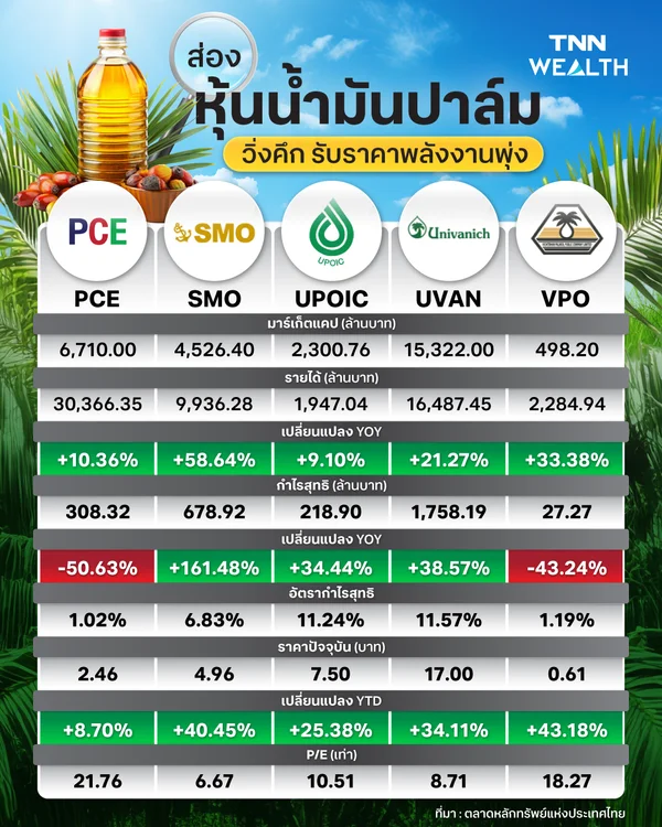 ส่อง “หุ้นน้ำมันปาล์ม” วิ่งคึก รับราคาพลังงานพุ่ง