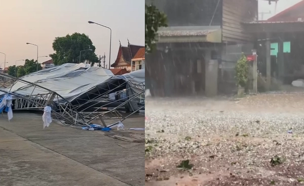 พายุลูกเห็บถล่มบึงกาฬ กระทบหลายอำเภอ