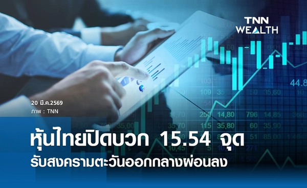 หุ้นไทยวันนี้ 20 มีนาคม 2569 ปิดบวก 15.54 จุด รับสงครามตะวันออกกลางผ่อนลง