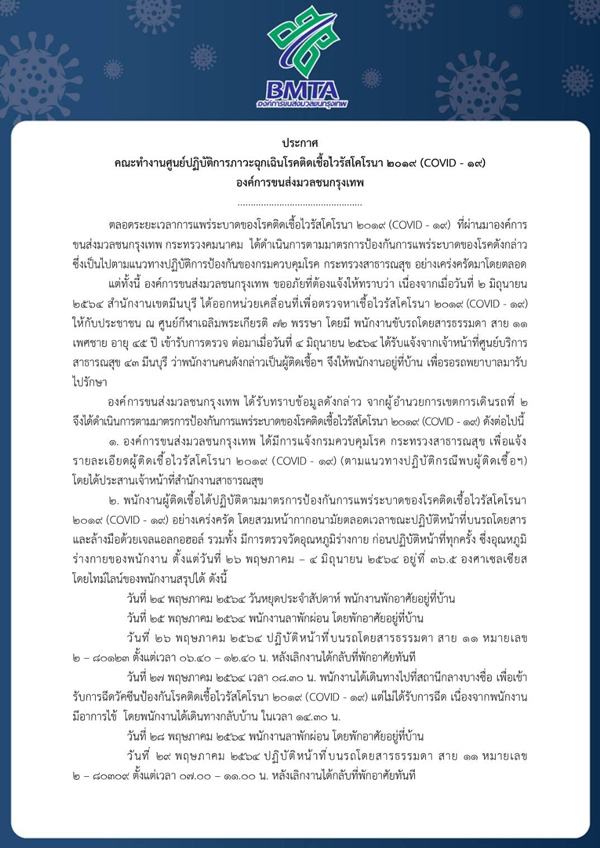 ขสมก.แจ้งด่วน! พบพนักงานติดเชื้อโควิดเพิ่ม 4 ราย