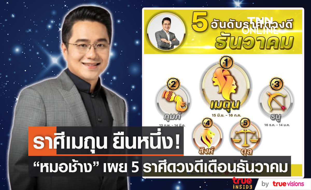 "หมอช้าง" เผย 5 ราศีดวงดี รับเดือนธันวาคม ส่งท้ายปลายปี 2565 
