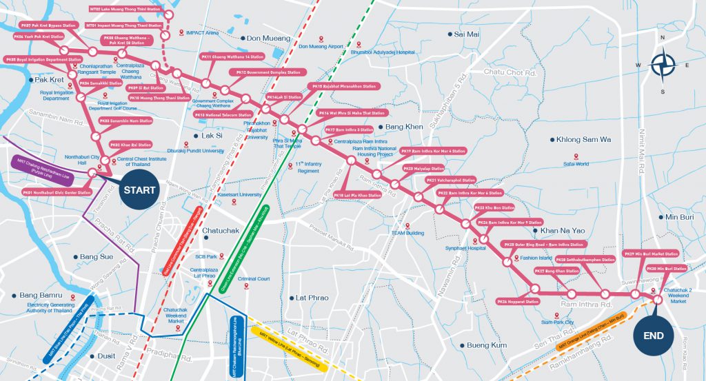‘รถไฟฟ้าสายสีชมพู’ เปิดบริการปลายปีนี้ เช็กจุดเชื่อมต่อ-เวลาให้บริการที่นี่