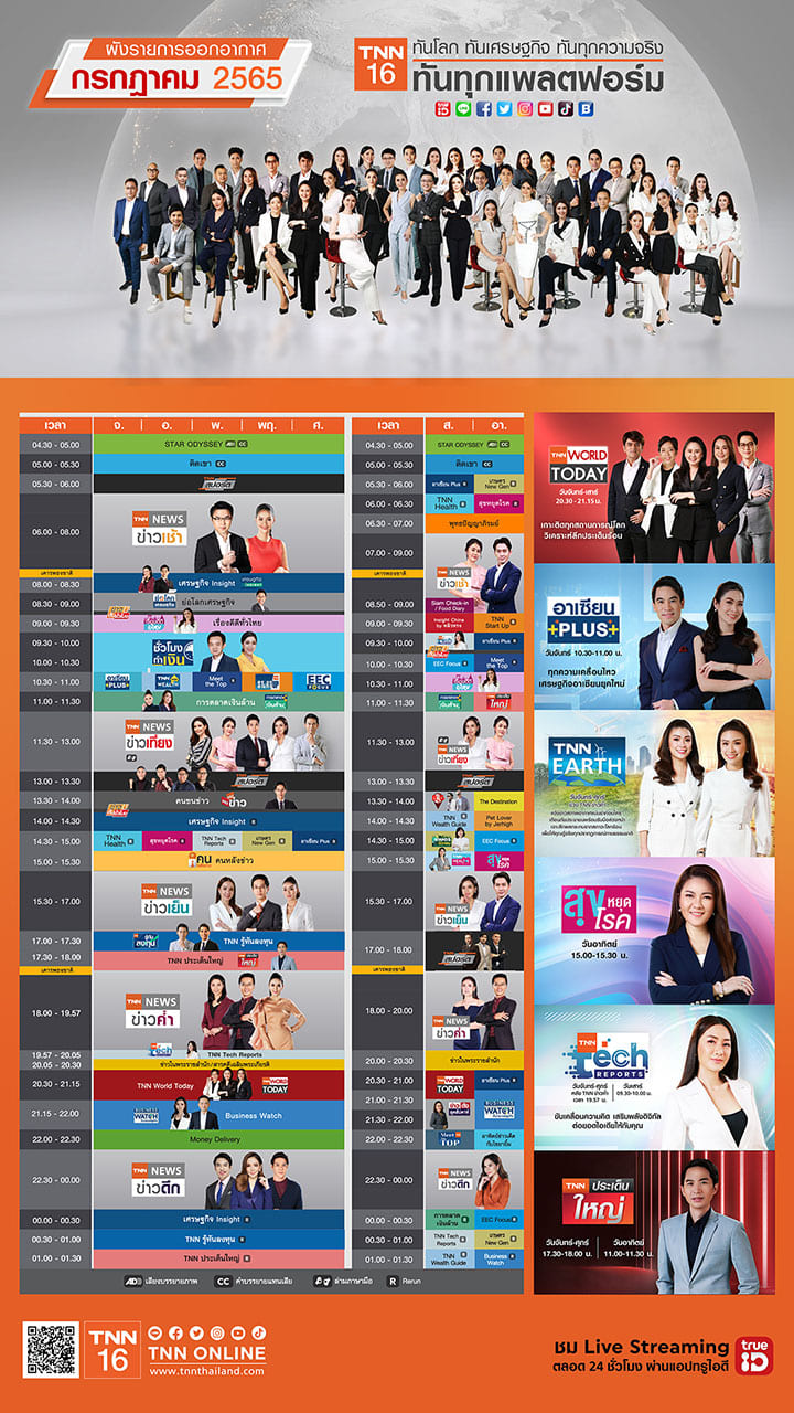 อัปเดตผังรายการออกอากาศ ช่อง TNN16 ประจำเดือน กรกฎาคม 2565 อัปเดตผังรายการออกอากาศ ช่อง TNN16 ประจำเดือน กรกฎาคม 2565