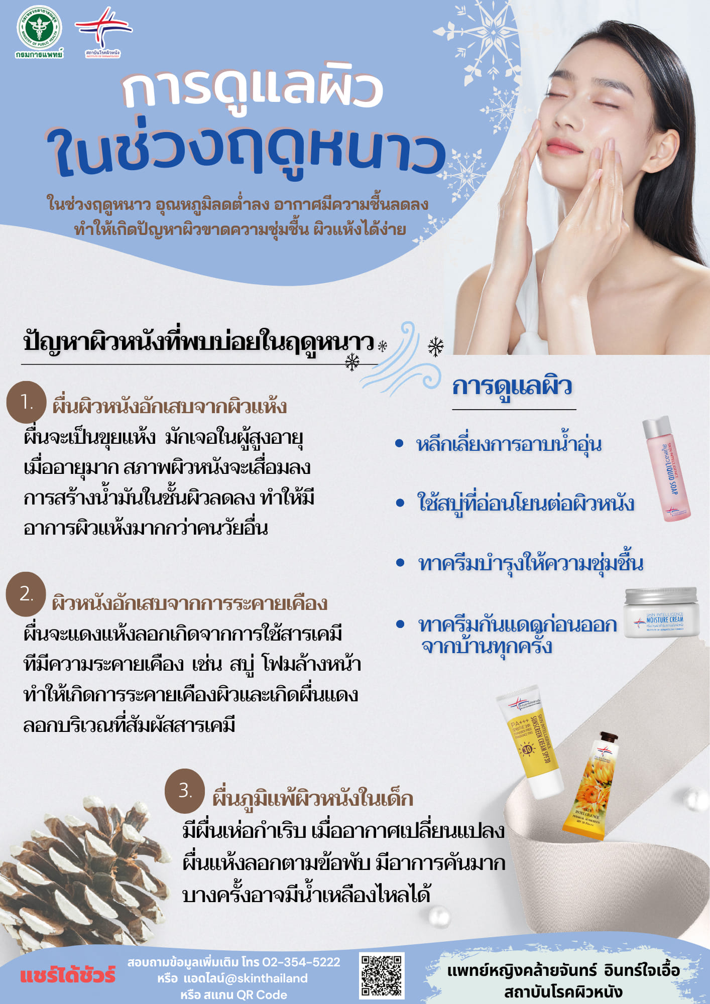 หมอแนะ 4 เคล็ดลับ ดูแลผิวช่วงฤดูหนาวป้องกันอักเสบ-ผื่นภูมิแพ้ 