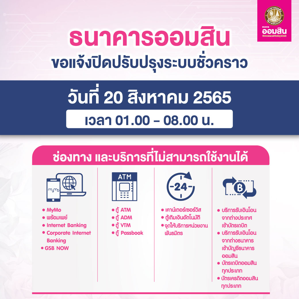 ธนาคาร 4 แห่งแจ้งปิดปรับปรุงระบบชั่วคราว เช็กวัน-เวลาได้เลยที่นี่!