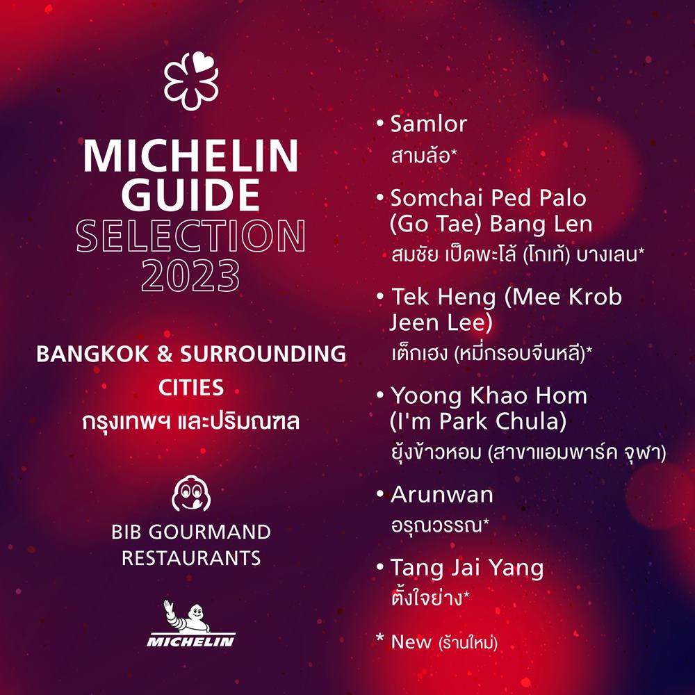 มิชลิน ไกด์ ประกาศชื่อร้านอาหาร-สตรีทฟู้ด คว้า บิบ กูร์มองด์ ปี 2566 มิชลิน ไกด์ ประกาศชื่อร้านอาหาร-สตรีทฟู้ด คว้า บิบ กูร์มองด์ ปี 2566