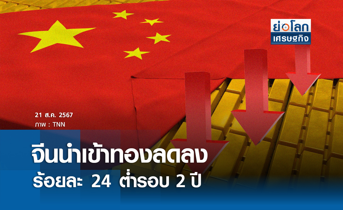 ‘จีน’นำเข้าทองคำลดลงร้อยละ 24 ต่ำรอบ 2 ปี | ย่อโลกเศรษฐกิจ