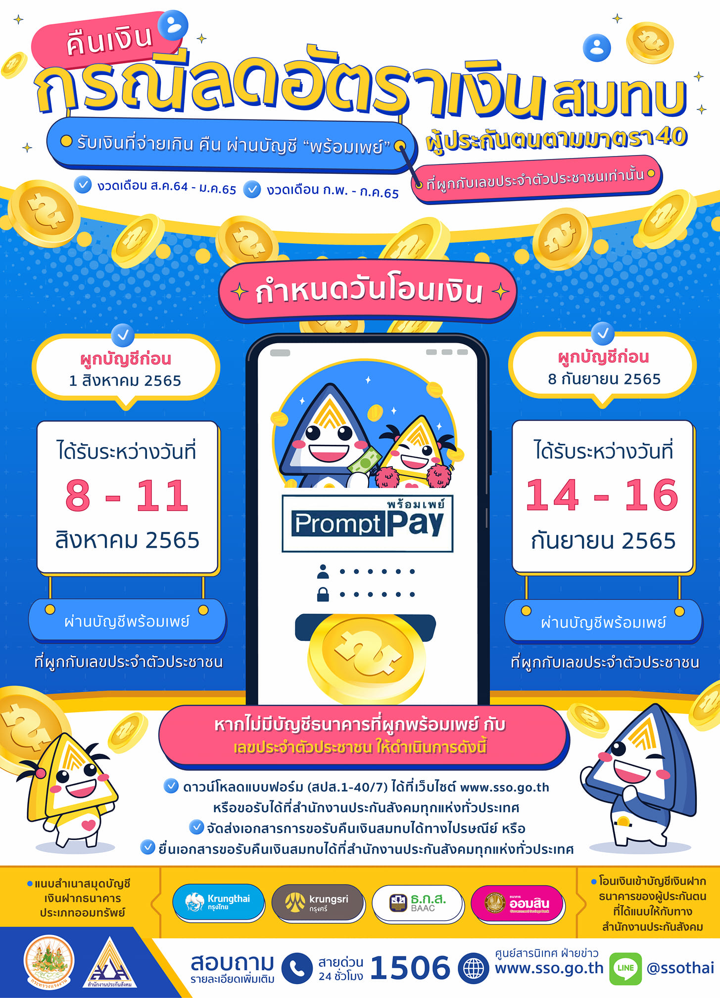 ประกันสังคม เปิดไทม์ไลน์คืนเงินสมทบ ม.40 เช็กเลยวันไหนบ้าง?