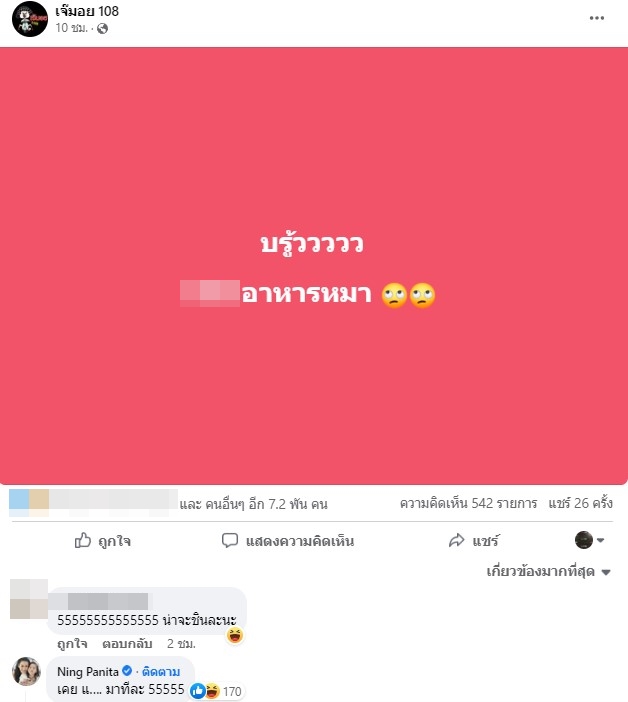แม่มาแล้ว หนิง ปณิตา โผล่คอมเมนต์เพจดังแบบนี้?