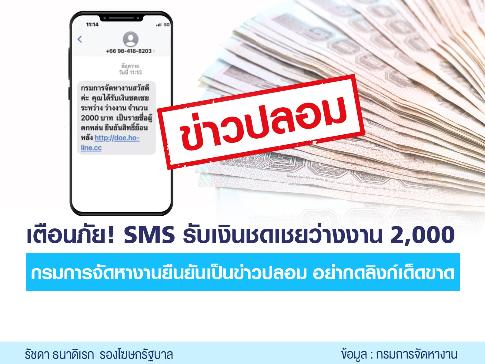 ว่างงานได้รับ ‘เงินชดเชย’ 2,000 บาท กรมจัดหางานส่ง sms แจ้งสิทธิจริงหรือ ว่างงานได้รับ ‘เงินชดเชย’ 2,000 บาท กรมจัดหางานส่ง sms แจ้งสิทธิจริงหรือ