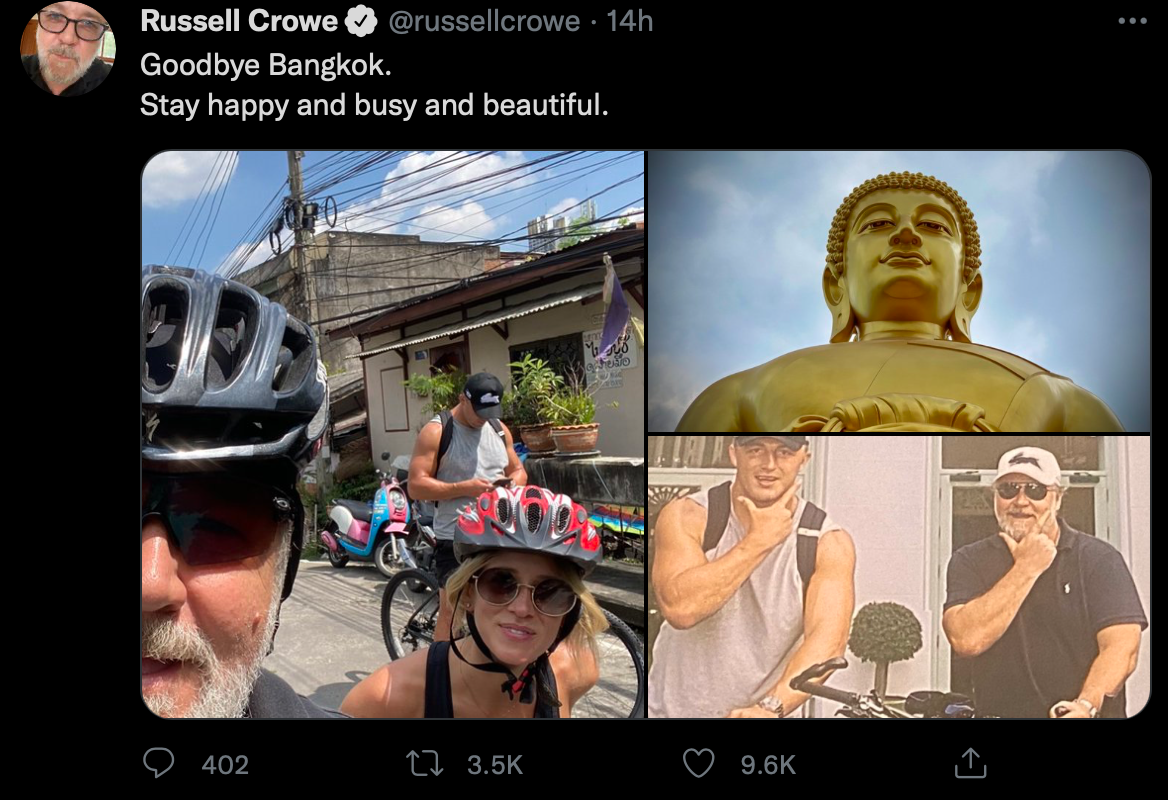 รัสเซล โครว์บอกลากทม.อวยพรส่งท้ายให้มีความสุข รัสเซล โครว์บอกลากทม.อวยพรส่งท้ายให้มีความสุข