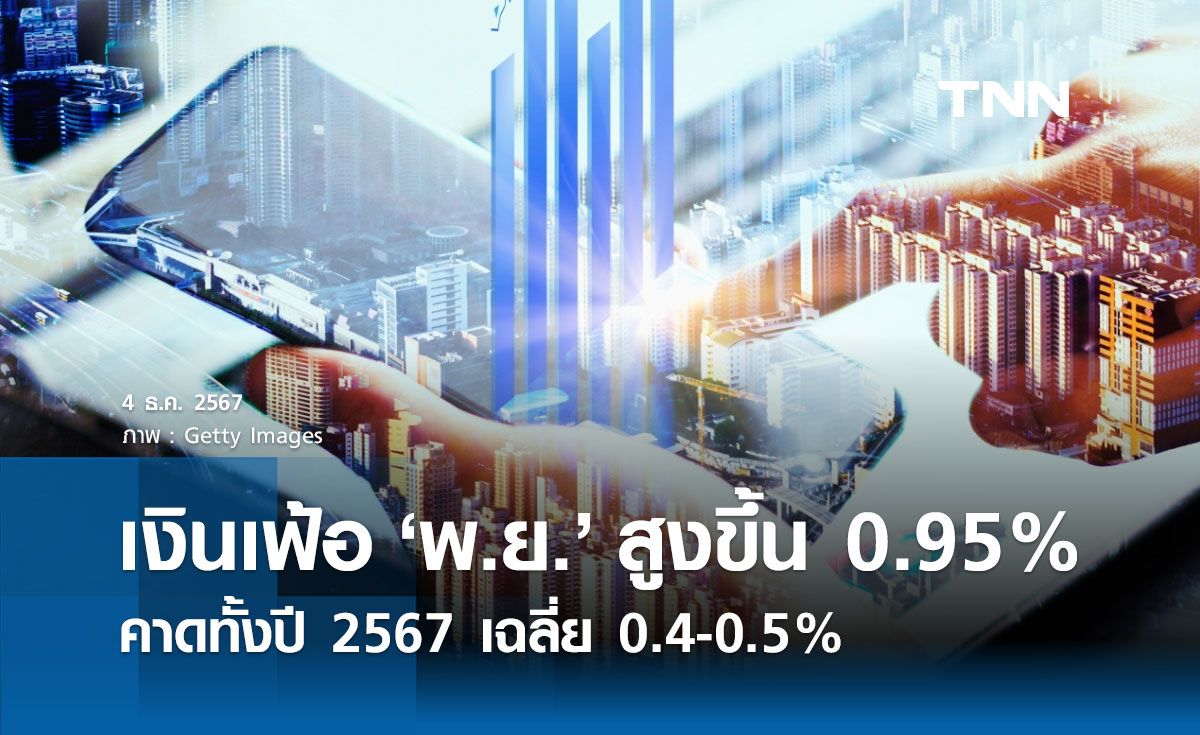 เงินเฟ้อ "พฤศจิกายน" สูงขึ้น 0.95% คาดทั้งปี 2567 เฉลี่ย 0.4-0.5%