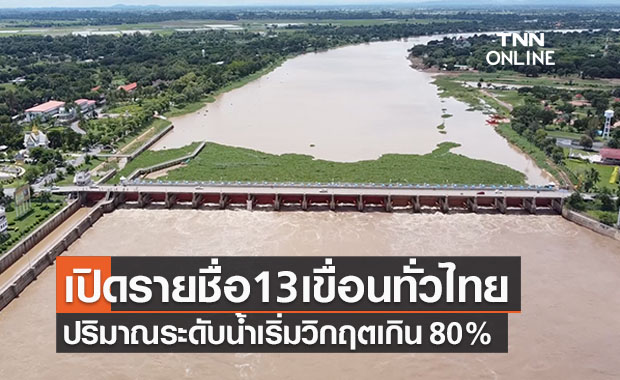 เปิดรายชื่อ 13 เขื่อนทั่วประเทศไทย ระดับน้ำวิกฤตเกิน 80% 