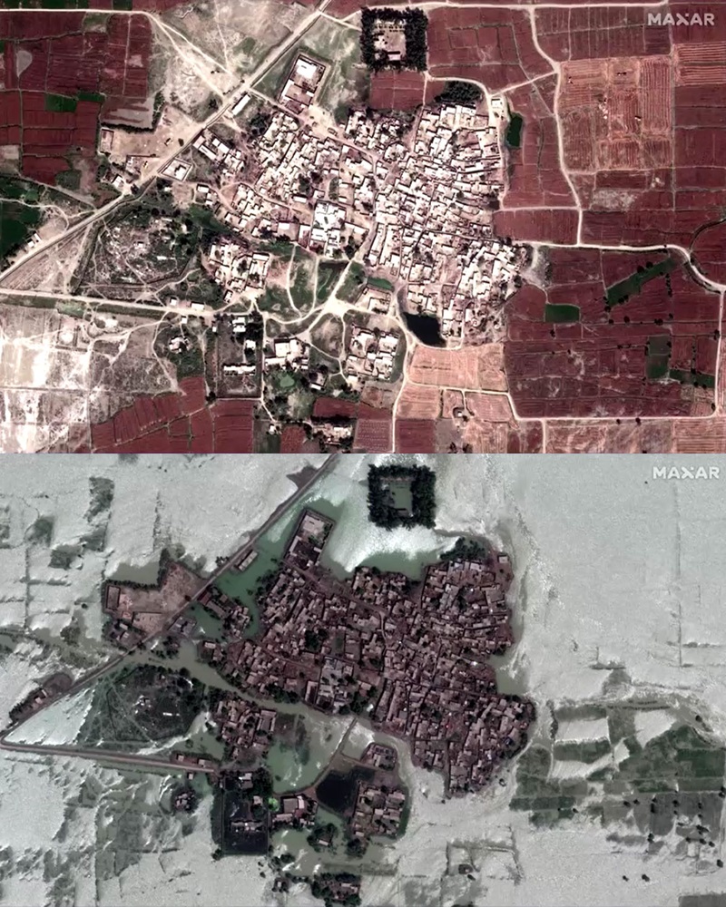 เปิดภาพถ่ายดาวเทียม น้ำท่วม ปากีสถาน ประชาชนจำนวนมากไร้ที่อยู่ เปิดภาพถ่ายดาวเทียม น้ำท่วม ปากีสถาน ประชาชนจำนวนมากไร้ที่อยู่