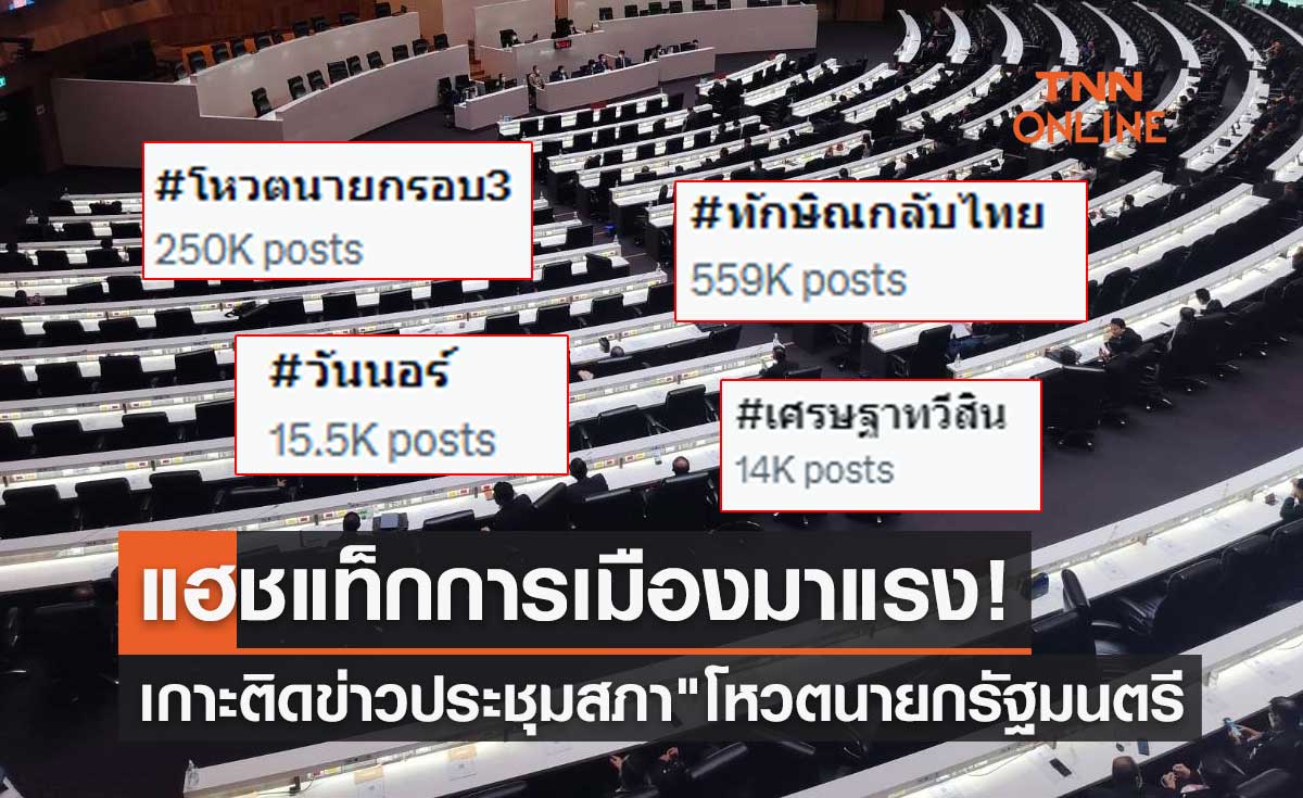 แฮชแท็กการเมืองมาแรง! เกาะติดข่าวประชุมสภา "โหวตนายกรัฐมนตรี คนที่ 30"
