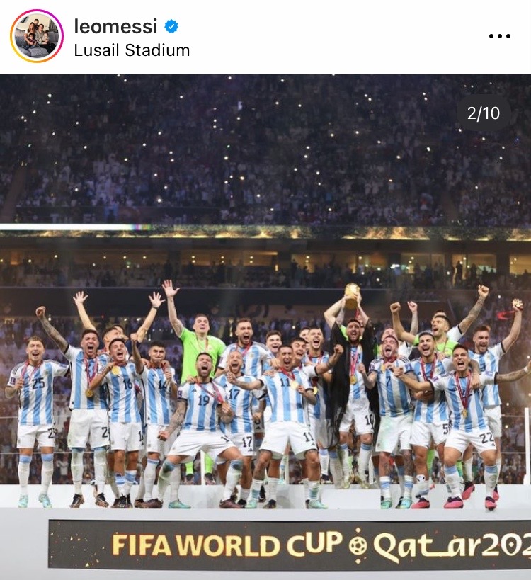 'เมสซี่' แชมป์โลกบนIG!! โพสต์ฉลองชัยฟุตบอลโลกทีมอาร์เจนฯ ยอดไลค์แซงภาพไข่ 'เมสซี่' แชมป์โลกบนIG!! โพสต์ฉลองชัยฟุตบอลโลกทีมอาร์เจนฯ ยอดไลค์แซงภาพไข่