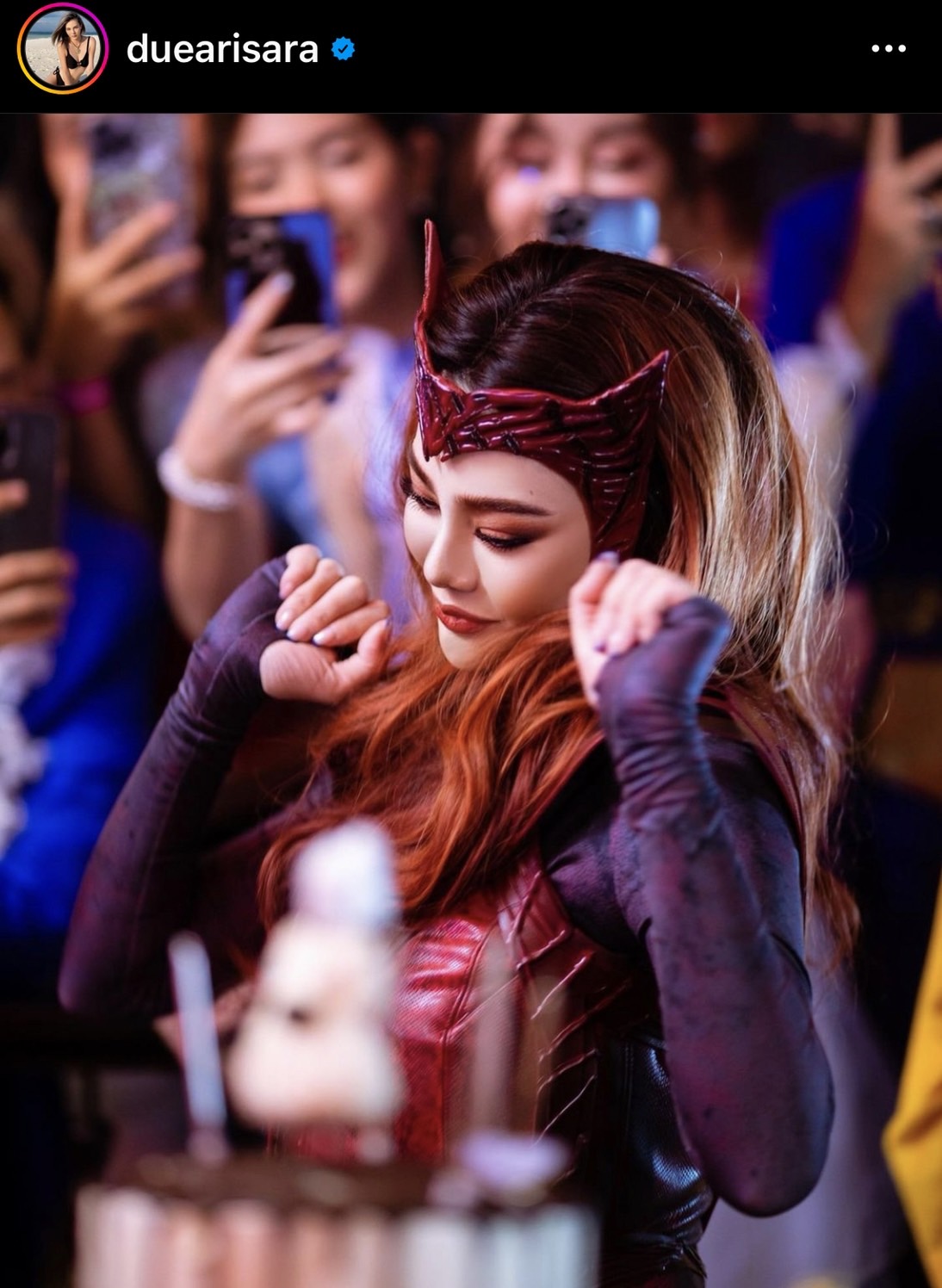 ดิว อริสรา แปลงโฉมเป็น Scarlet Witch รวมงานปาร์ตี้วันเกิด 