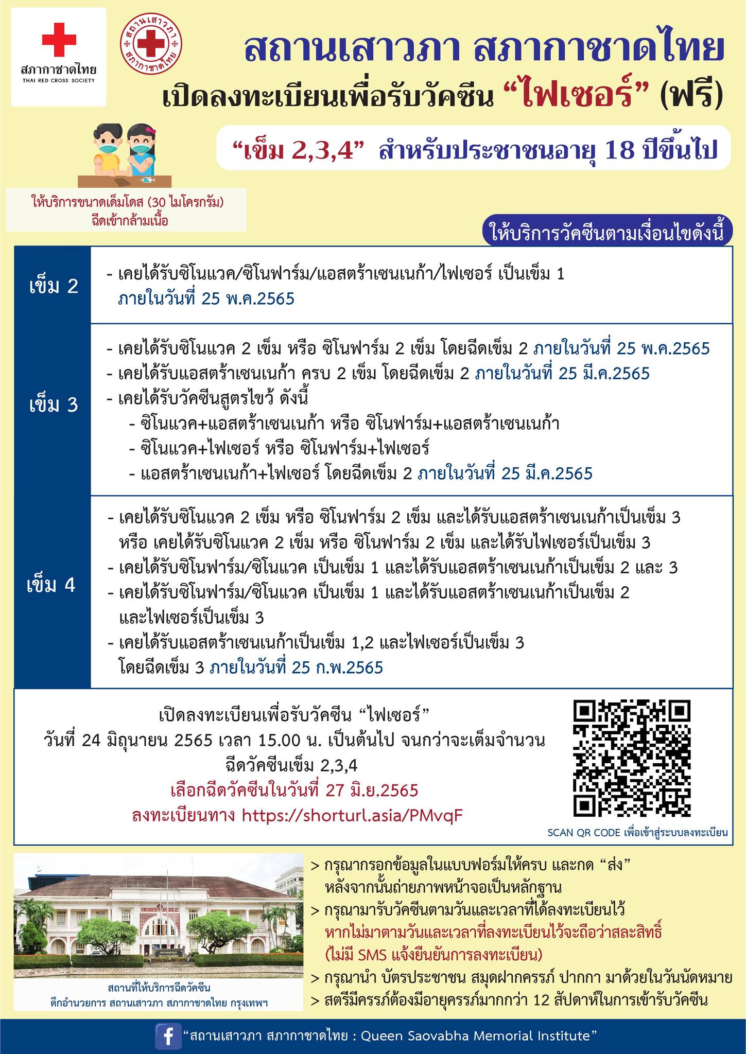 สภากาชาดเปิดจอง ‘ไฟเซอร์’ใครยังไม่ฉีดเข็ม 3 ลงทะเบียนด่วน 