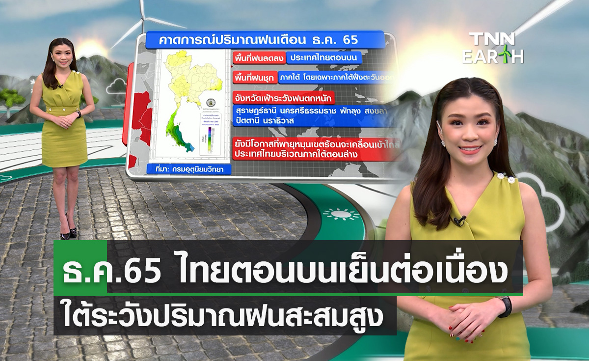 คาดการณ์ปริมาณฝนและอุณหภูมิเดือน ธ.ค.65