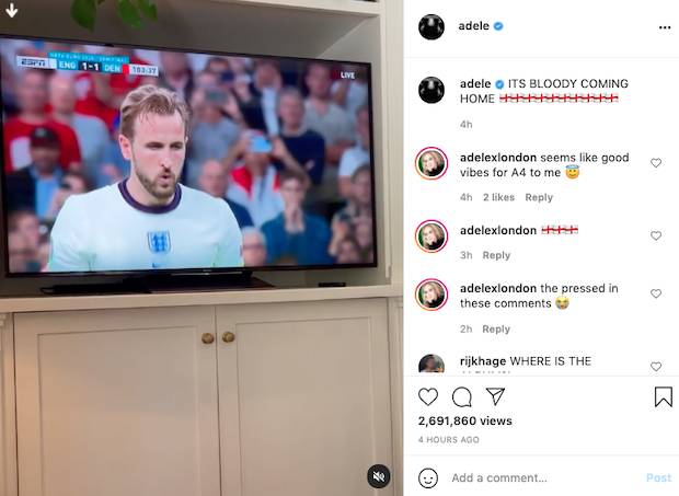 ‘อะเดล - เบ็คแฮม’ เฮลั่น!! ‘ทีมชาติอังกฤษ’ สมหวังเข้าชิง EURO 2020 