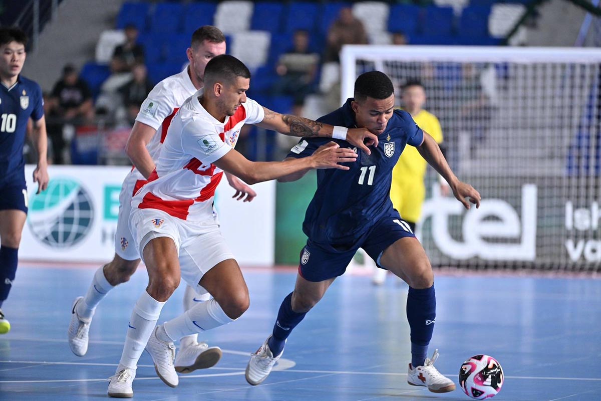 ฟุตซอลไทย เฉือนชนะ โครเอเชีย 2-1 ประเดิมสามแต้ม ฟุตซอลชิงแชมป์โลก 2024 ฟุตซอลไทย เฉือนชนะ โครเอเชีย 2-1 ประเดิมสามแต้ม ฟุตซอลชิงแชมป์โลก 2024