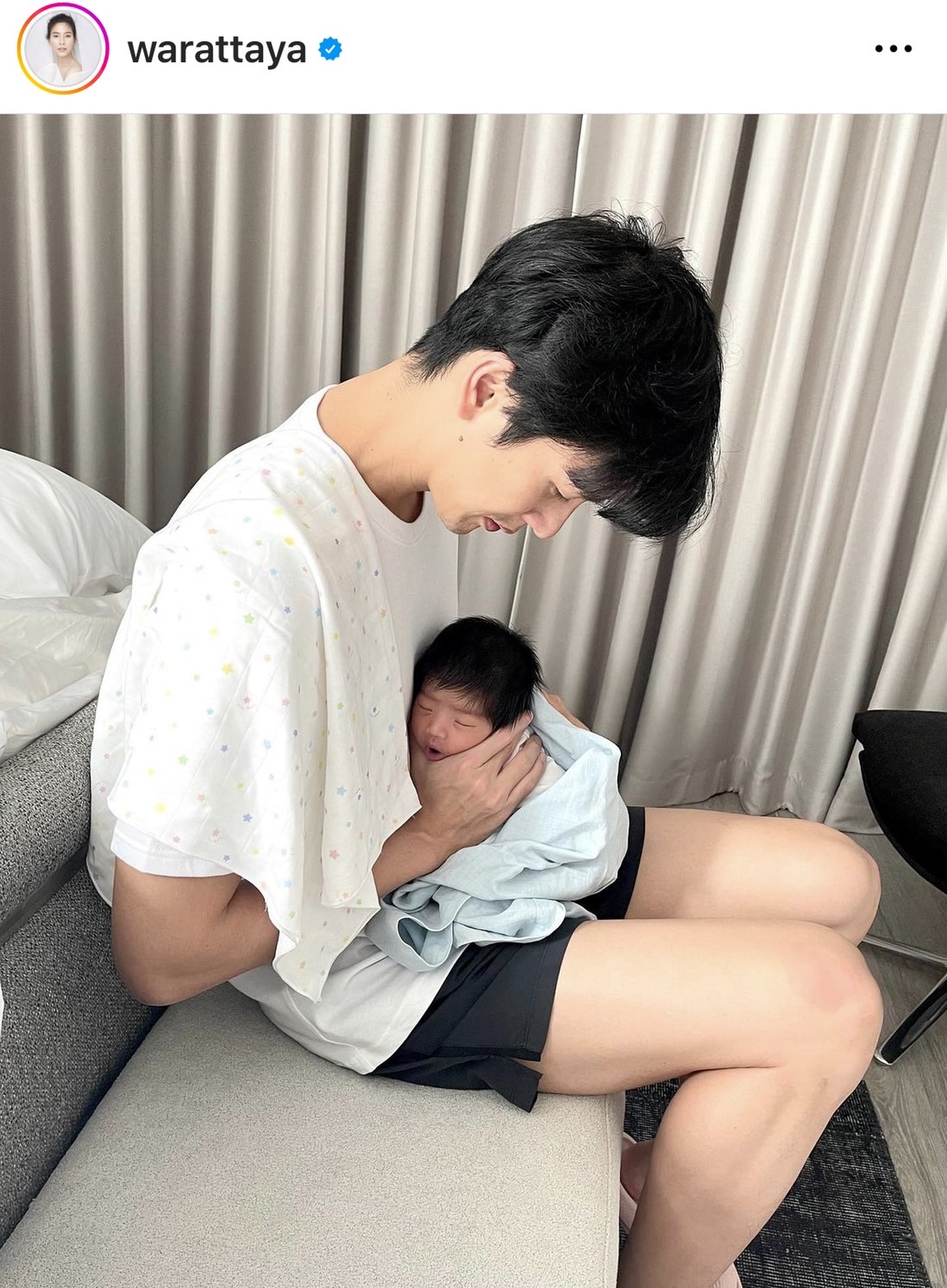 จุ๋ย เผยภาพคุณพ่อป้ายแดง พุฒ ดูแลลูกน้อย น้องพีร์เจ 