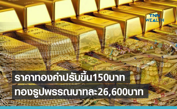 ราคาทองคำเช้านี้ปรับขึ้น 150 บาท