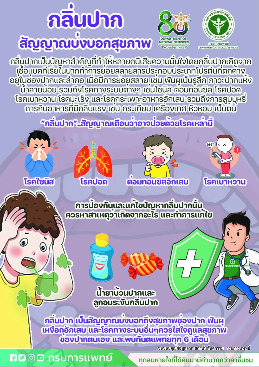 กรมการแพทย์เตือน กลิ่นปาก สัญญาณบ่งบอกสุขภาพ
