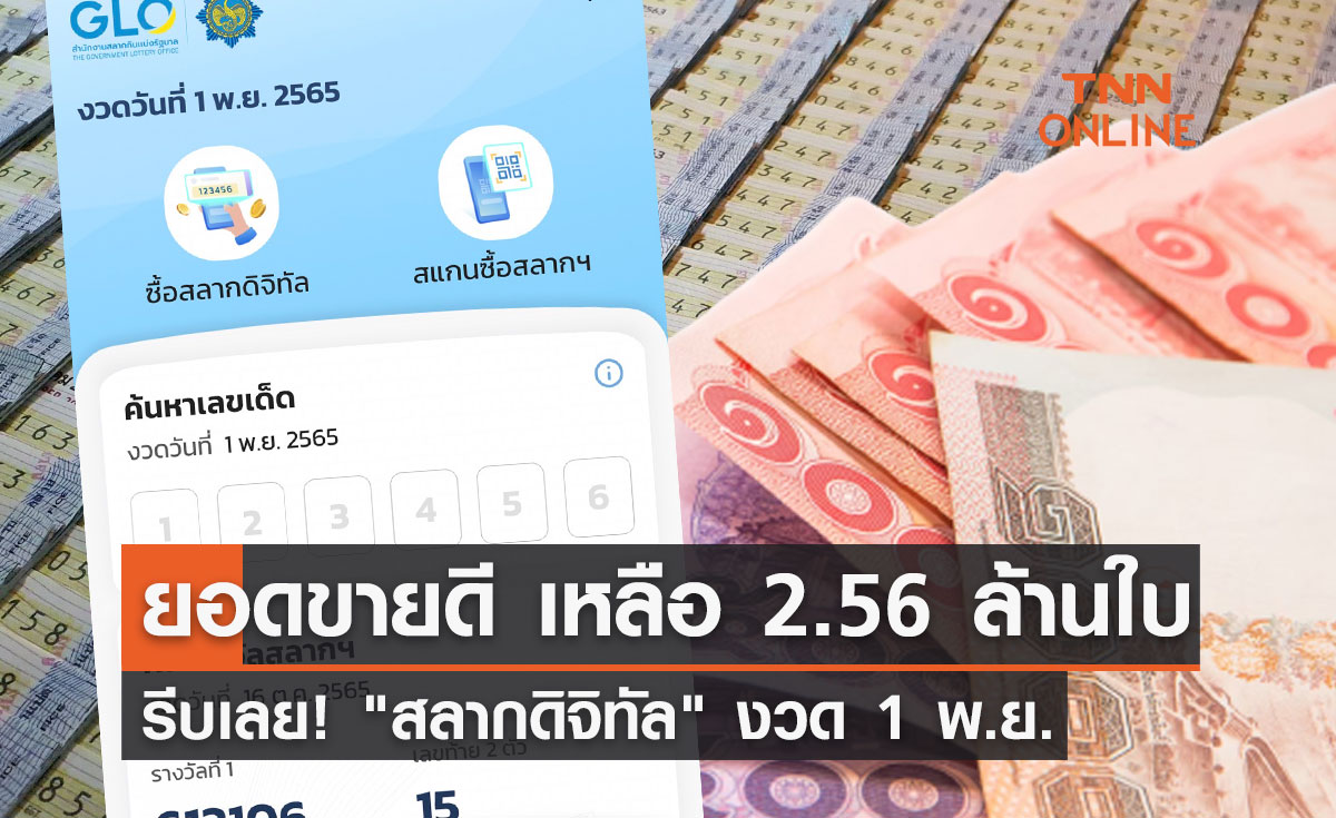 รีบเลย!  "สลากดิจิทัล"งวด 1 พ.ย. ยอดขายยังดี เหลือแค่ 2.56 ล้านใบ