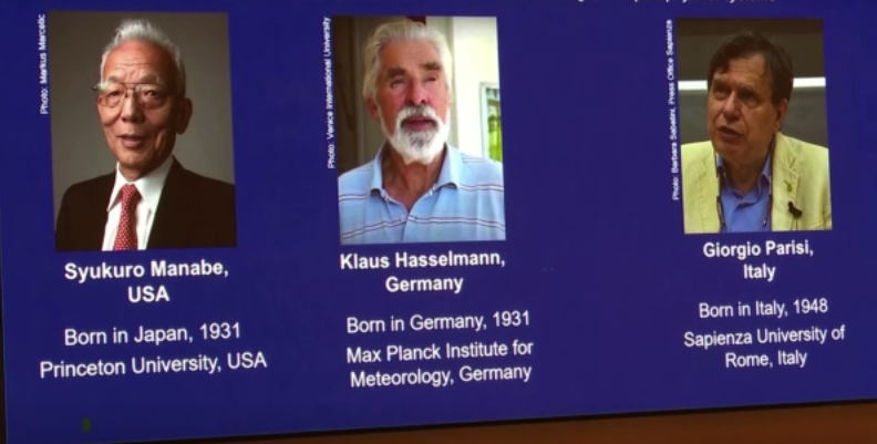 3 นักวิทย์ฯตีแผ่ระบบภูมิอากาศโลกคว้ารางวัลโนเบลฟิสิกส์ปีนี้ 3 นักวิทย์ฯตีแผ่ระบบภูมิอากาศโลกคว้ารางวัลโนเบลฟิสิกส์ปีนี้